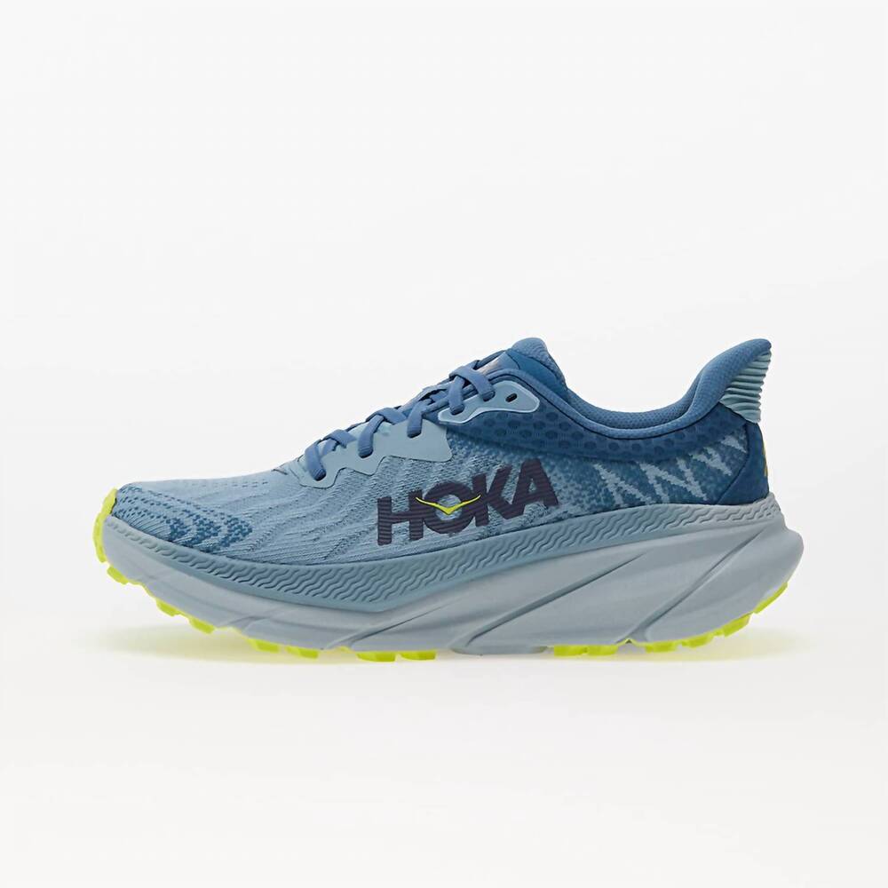 NEW HOKA men's challenger atr 7 running shoes in stone blue/evening primrose